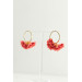 Coral Chrysanthemum Flower Hoop Earrings