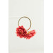 Coral Chrysanthemum Flower Hoop Earrings