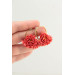 Coral Chrysanthemum Flower Hoop Earrings