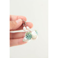 Sculptural Succulent Earrings with Natural Shells and Pearls
