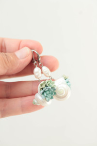 Succulent Shell Earrings with Natural Freshwater Pearls