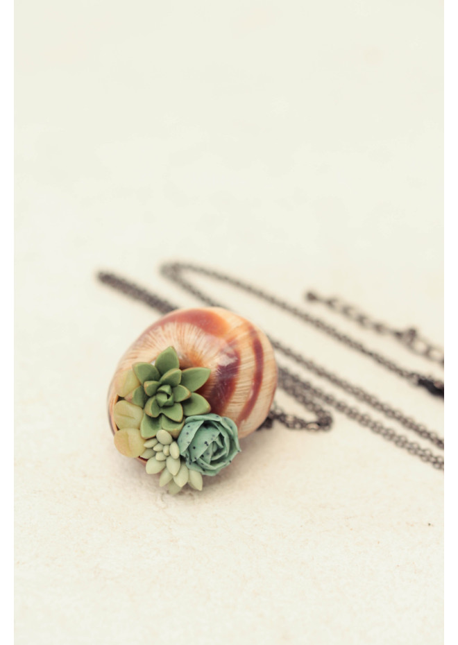 Succulent Shell Necklace – A One of a Kind Botanical Pendant