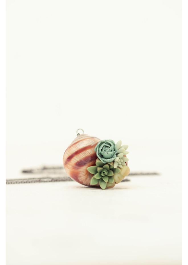 Succulent Shell Necklace – A One of a Kind Botanical Pendant