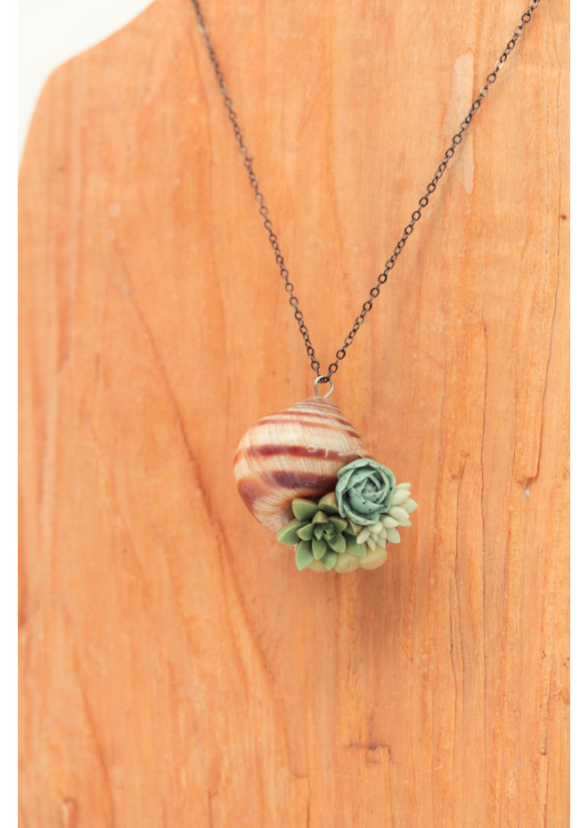 Succulent Shell Necklace – A One of a Kind Botanical Pendant