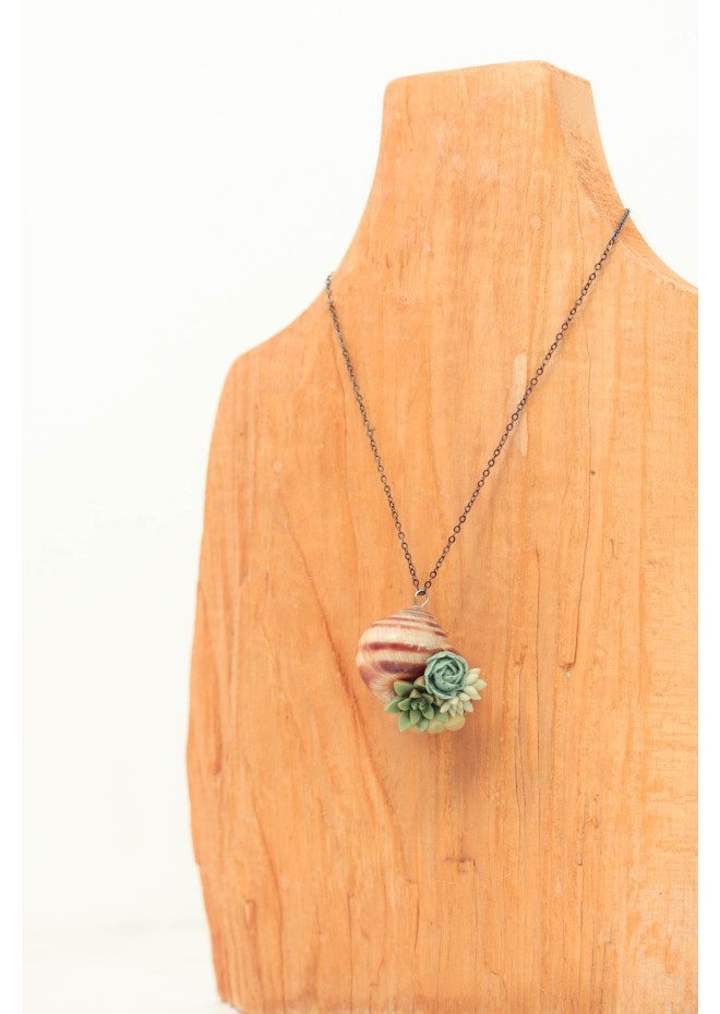Succulent Shell Necklace – A One of a Kind Botanical Pendant