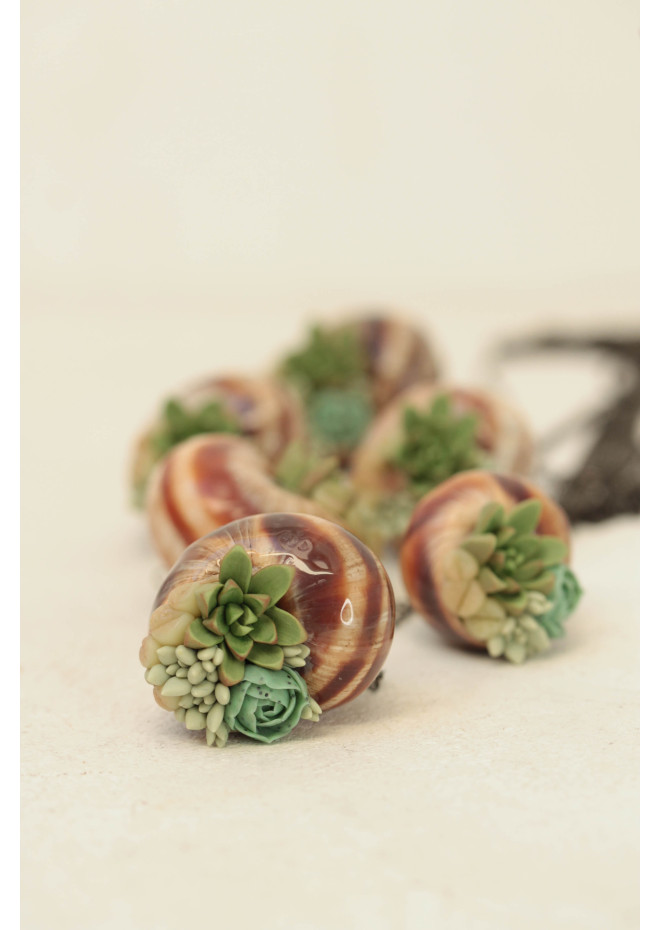 Succulent Shell Necklace – A One of a Kind Botanical Pendant