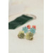 Succulent and Rose Stud Earrings Set of 3