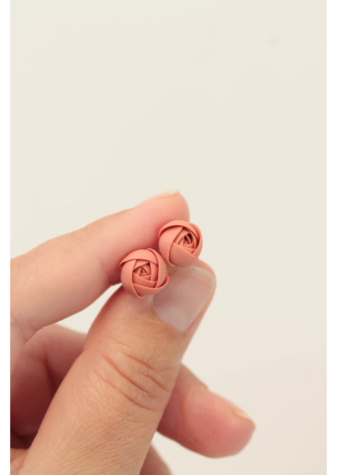 Succulent and Rose Stud Earrings Set of 3