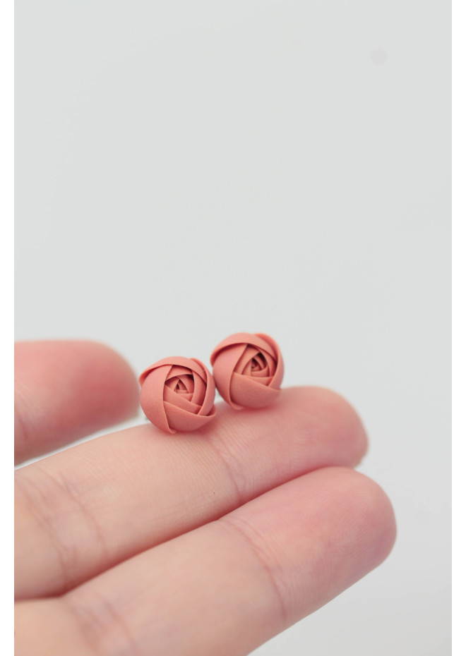 Succulent and Rose Stud Earrings Set of 3
