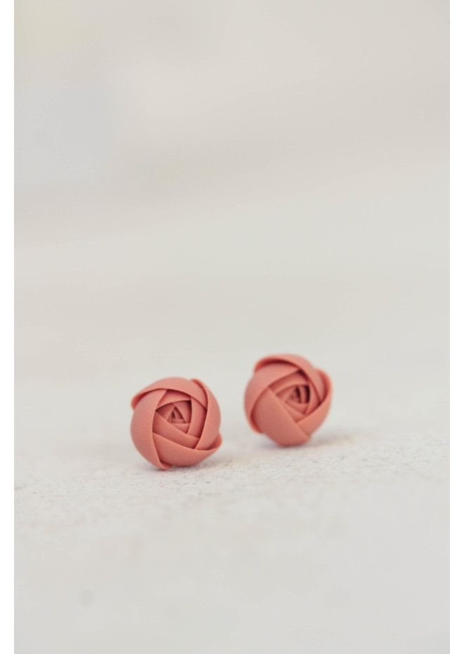 Succulent and Rose Stud Earrings Set of 3