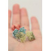 Succulent and Rose Stud Earrings Set of 3