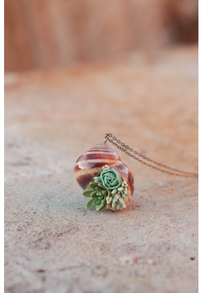 Succulent Shell Necklace – One of a Kind Botanical Jewelry