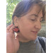 Coral Chrysanthemum Flower Hoop Earrings