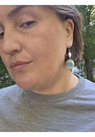 Succulent Shell Earrings with Natural Freshwater Pearls