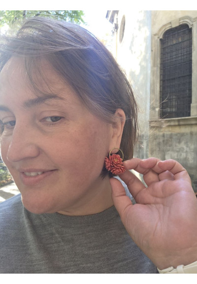 Chrysanthemum Flower Hoop Earrings – Coral Botanical Jewelry
