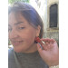 Coral Chrysanthemum Flower Hoop Earrings