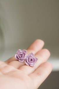 Purple Hypoallergenic Succulent Studs