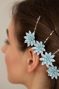Blue Succulent Hairpin