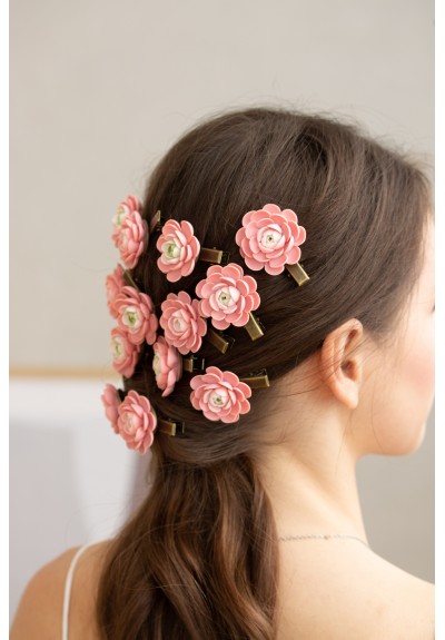 Pink Succulent Hairpin