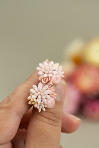 Pink bouquet Succulent Stud Earrings