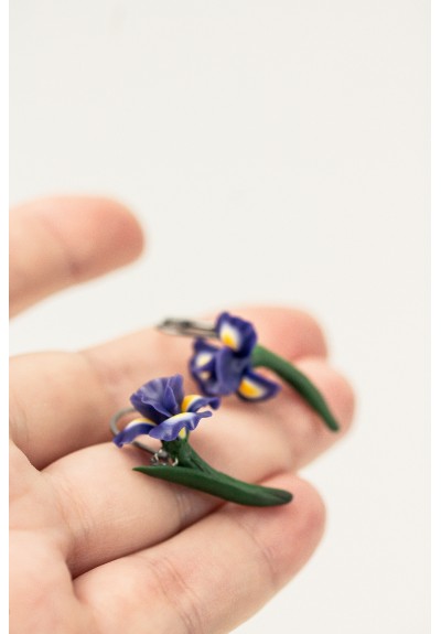 Delicate Iris Flower Earrings