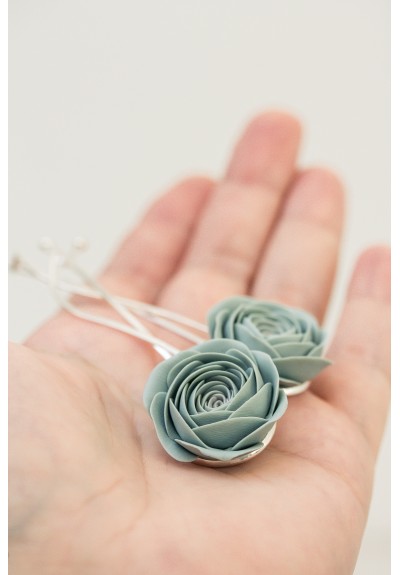 Blue Flowers Hairpin, 2pcs