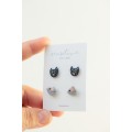 Animal Stud Earrings – Black Cat & Gray Mouse | Hypoallergenic Jewelry for Sensitive Ears