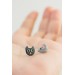 Animal Stud Earrings – Black Cat & Gray Mouse | Hypoallergenic Jewelry for Sensitive Ears