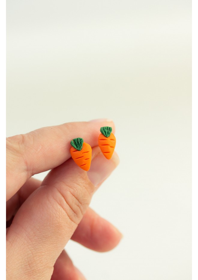 Mini Vegetable Stud Earrings – Carrots & Pea Pods | Hypoallergenic Jewelry for Sensitive Ears