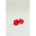 Handmade Red Pansy Clip-On Earrings for Sensitive Ears | Polymer Clay Flower Jewelry