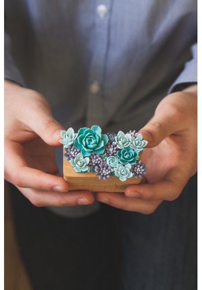 Handmade Wooden Ring Box with Succulent Décor – Unique Engagement Keepsake