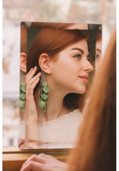 Green Leaf Ear Cuff – Handmade Polymer Clay Leaves