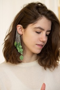 Green Leaf Ear Cuff – Handmade Polymer Clay Leaves