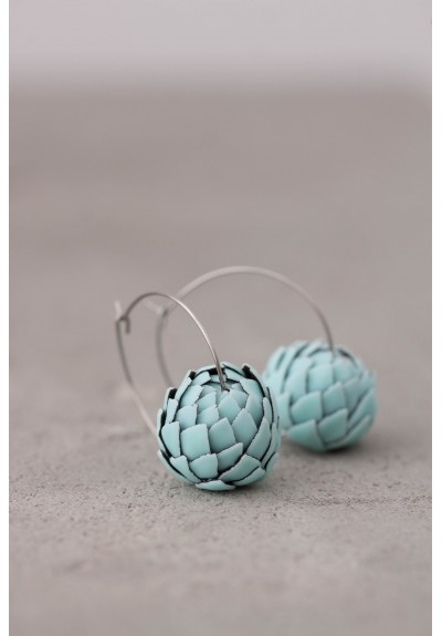 Mint  Artichoke Hoop Earrings