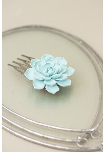 Blue Succulent Hair Comb