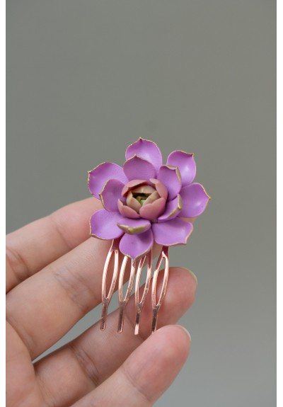 Pink Succulent Hair Comb