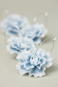 Whiteout Blue Flower Hoop Earring