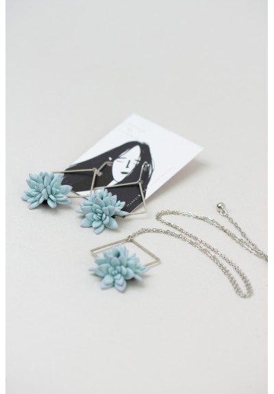 Blue Succulent Necklace