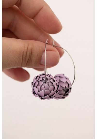 Purple Artichoke Hoop Earrings