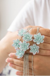 Blue succulent necklace
