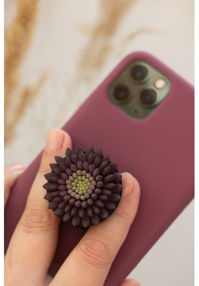 Black Succulent Phone Grip Holder Beautiful Mobile Grip