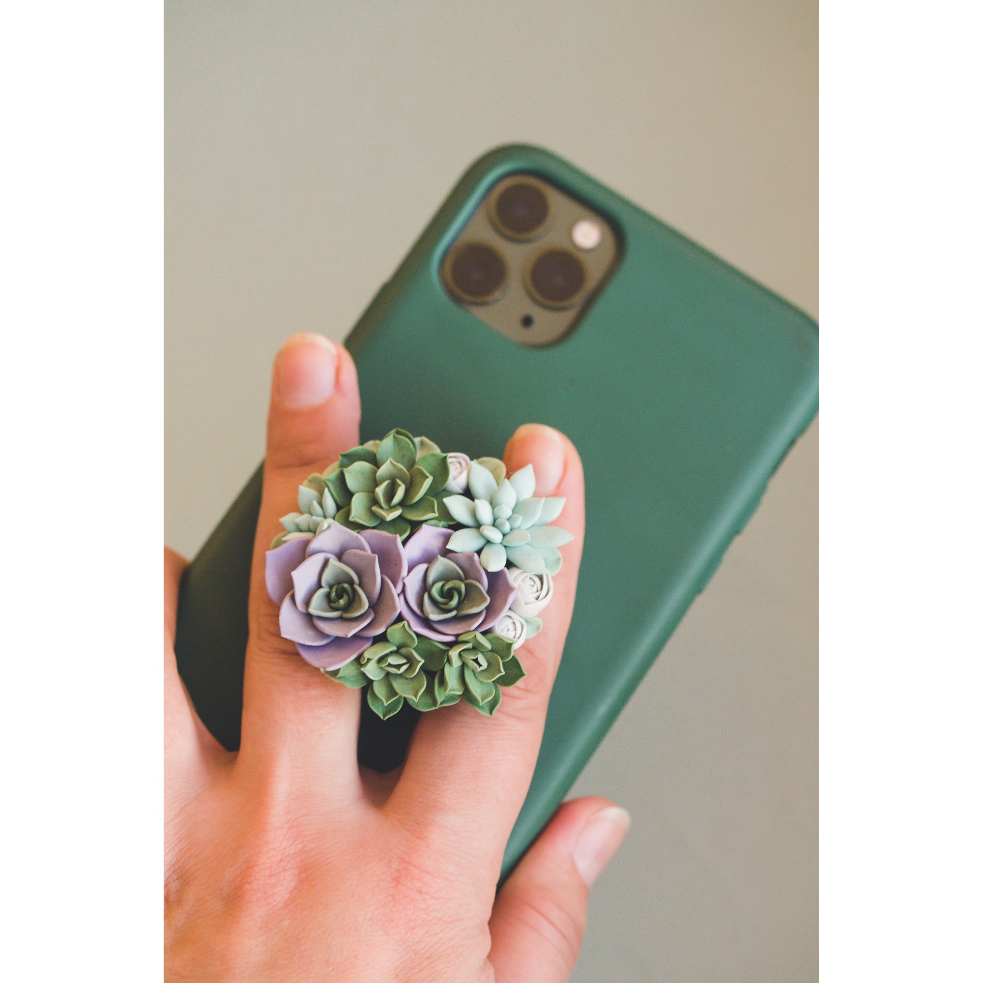 Purple, Green, Grey, and Blue Succulent Phone Grip