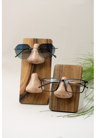 Striped Brown Nose Stand for Glasses and Sunglasses (Wall-mounted or Desk-mounted)