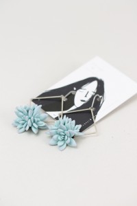 Blue Succulent Dangle Earrings